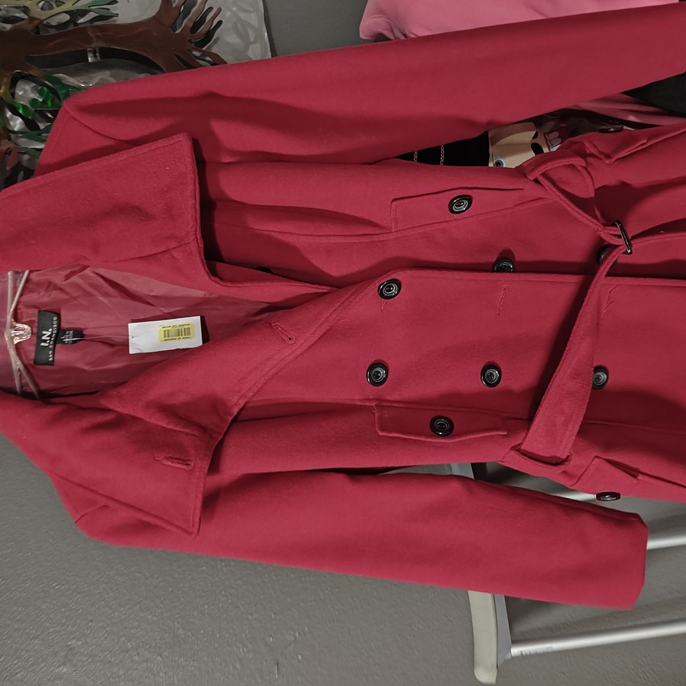 Elegant Red Double-Breasted Juniors Size Large Coat